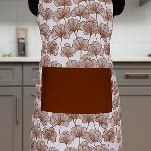 Cotton Single Leaf Brown With Solid Pocket Free Size Apron