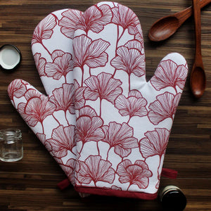 Cotton Single Leaf Maroon Oven Gloves Pack Of 2