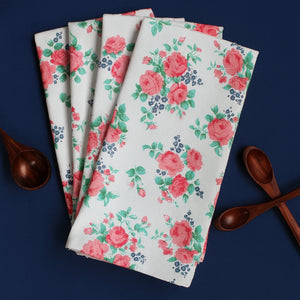 Cotton Small Pink Rose Kitchen Towels Pack Of 4 freeshipping - Airwill