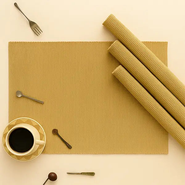 Cotton Solid Beige Table Placemats Pack Of 4