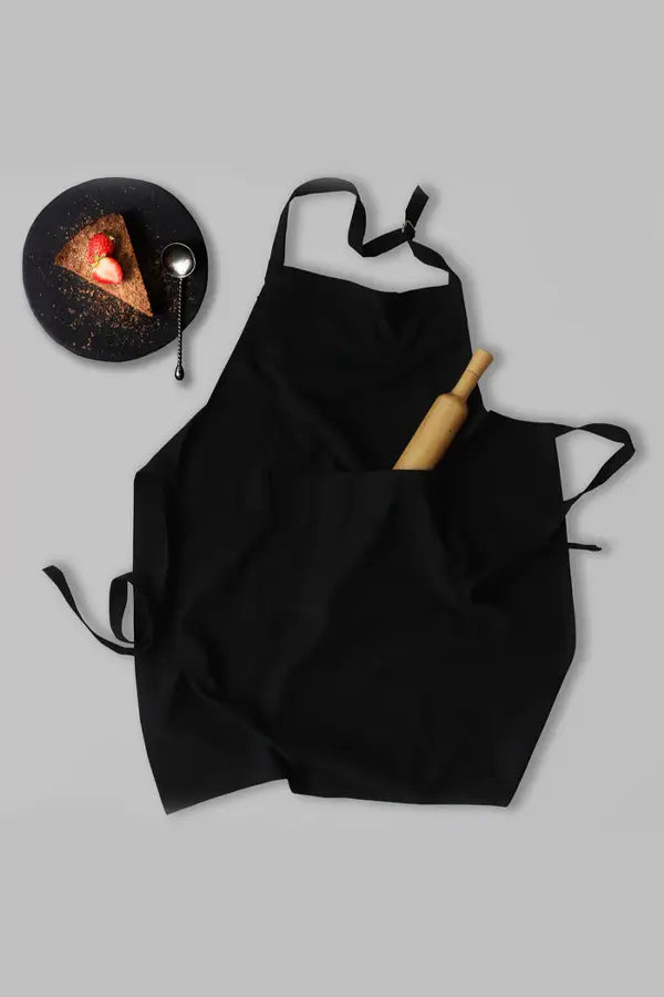 Cotton Solid Black Free Size Apron
