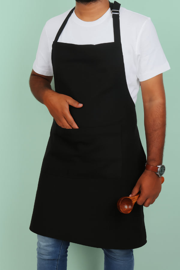 Cotton Solid Black Free Size Apron