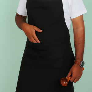 Cotton Solid Black Free Size Apron