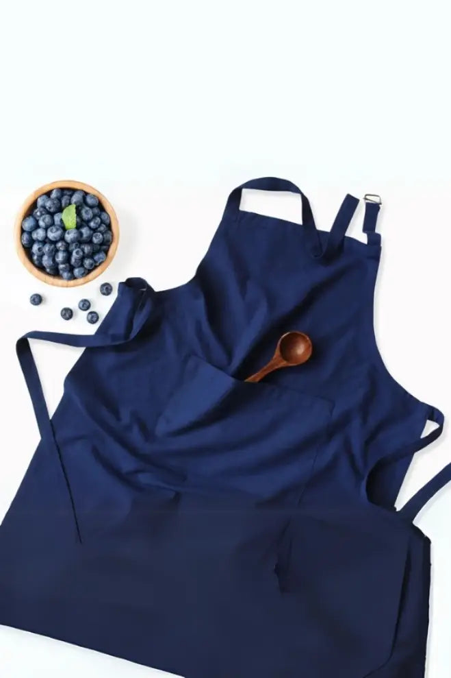 Cotton Solid Blue Free Size Apron