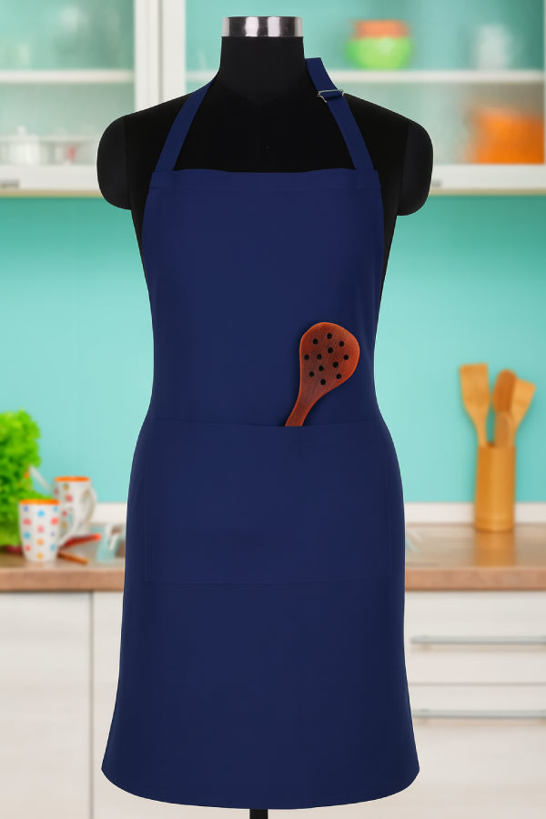 Cotton Solid Blue Free Size Apron