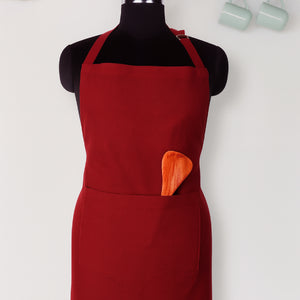 Cotton Solid Maroon Free Size Apron