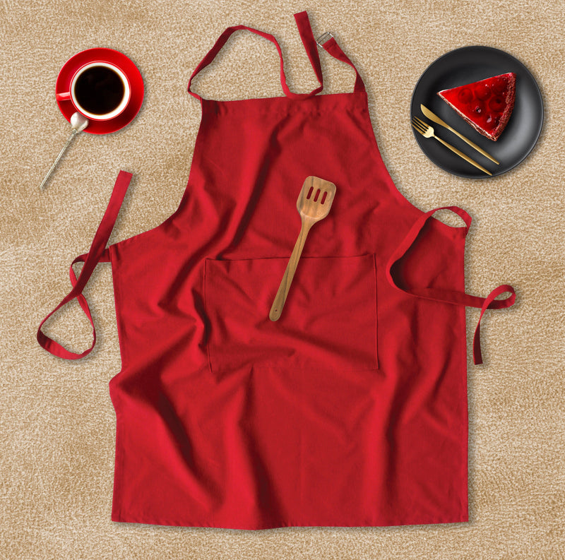 Cotton Solid Red Free Size Apron