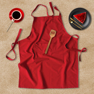 Cotton Solid Red Free Size Apron