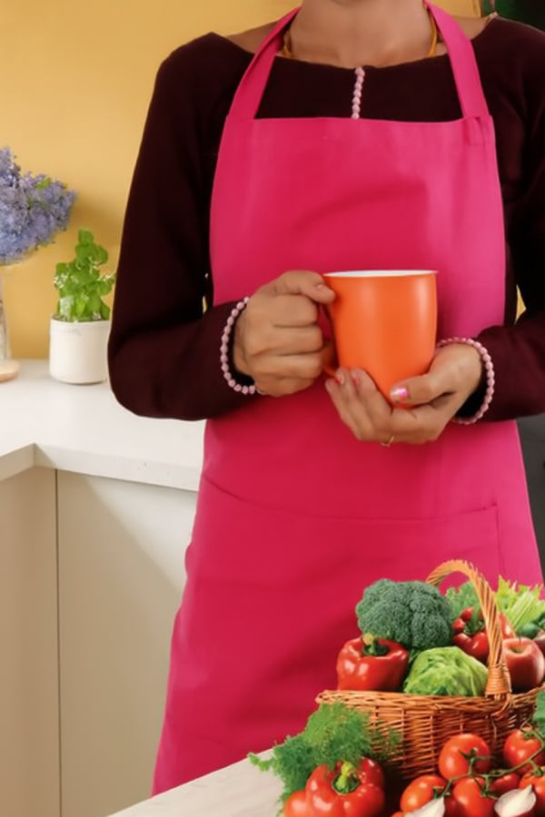 Cotton Solid Rose Free Size Apron