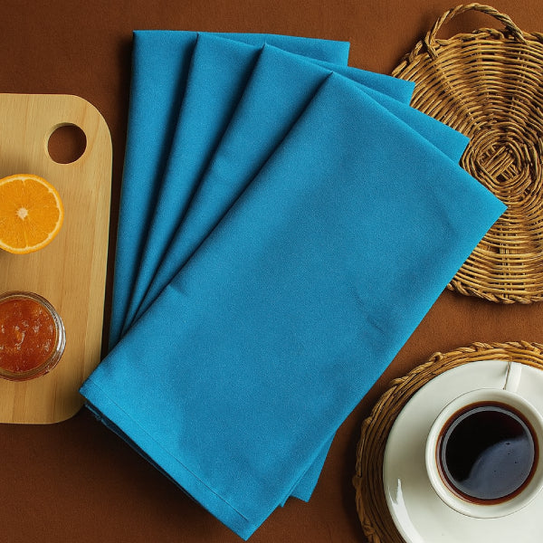 Cotton Solid Turquoise Blue Kitchen Towels Pack Of 4