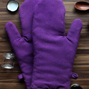 Cotton Solid Violet Oven Gloves Pack Of 2