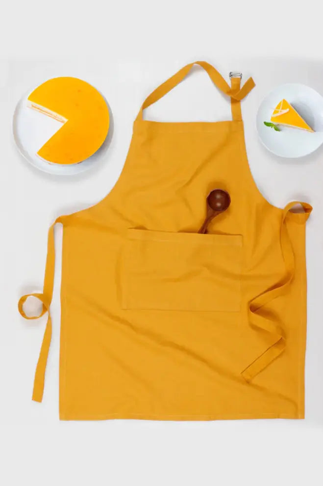 Cotton Solid Yellow Free Size Apron