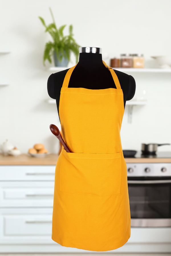 Cotton Solid Yellow Free Size Apron
