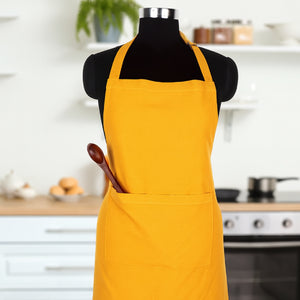 Cotton Solid Yellow Free Size Apron