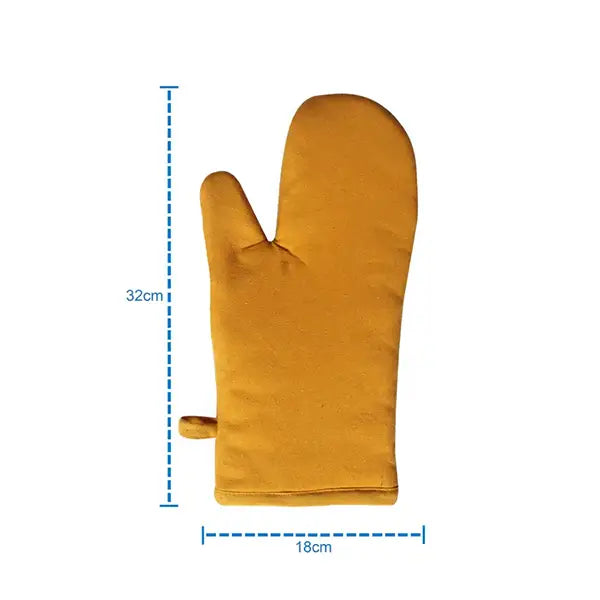 Cotton Solid Yellow Oven Gloves Pack of 2