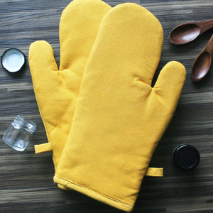 Cotton Solid Yellow Oven Gloves Pack of 2