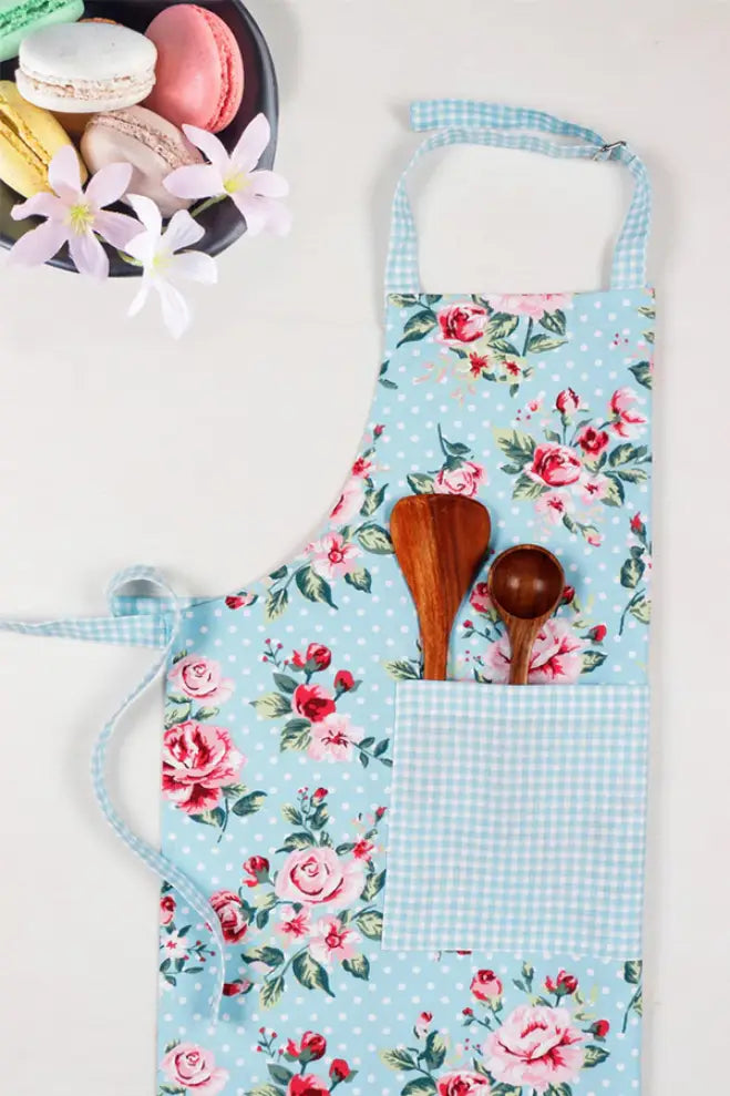 Cotton Sophia With Micro Check Pocket Free Size Apron
