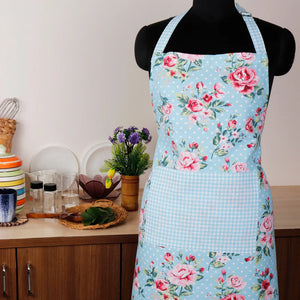 Cotton Sophia With Micro Check Pocket Free Size Apron