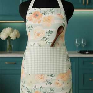 Cotton Stella With Micro Check Pocket Free Size Apron