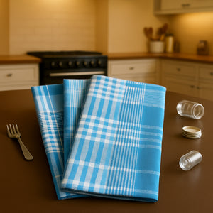 Cotton Track Dobby Blue Kitchen Towels Pack Of 4 freeshipping - Airwill