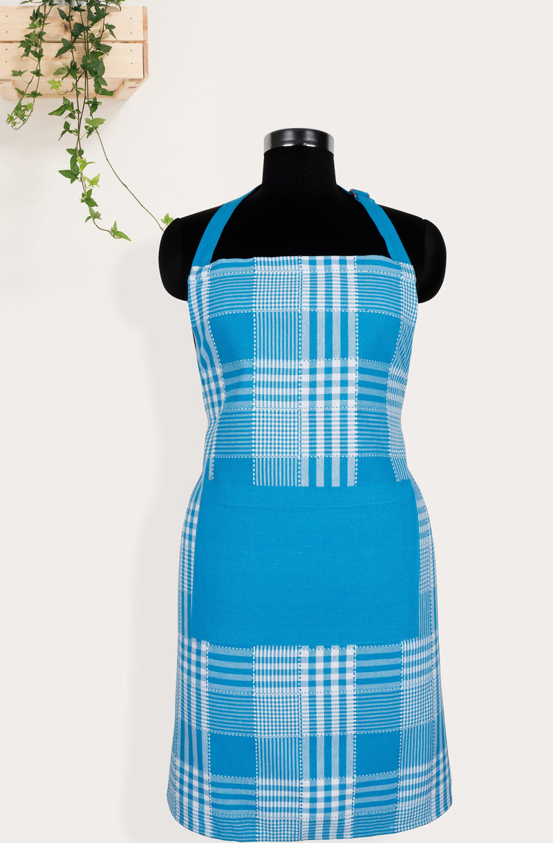 Cotton Track Dobby Blue With Solid Pocket Free Size Apron