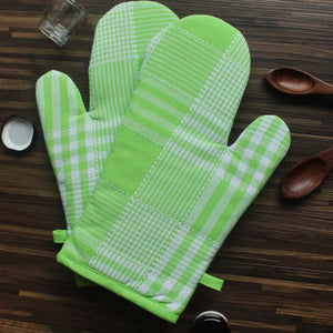 Cotton Track Dobby Green Oven Gloves Pack Of 2