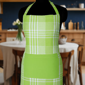 Cotton Track Dobby Green With Solid Pocket Free Size Apron