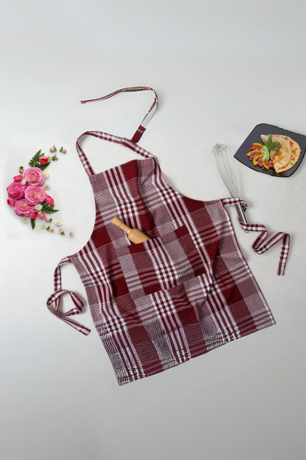 Cotton Track Dobby Maroon Free Size Apron