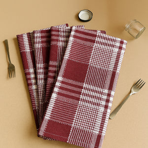 Cotton Track Dobby Maroon Kitchen Towels Pack Of 4 freeshipping - Airwill