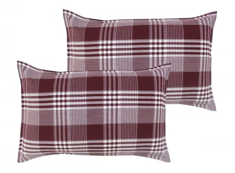 Cotton Track Dobby Maroon Pillow Covers Pack Of 2