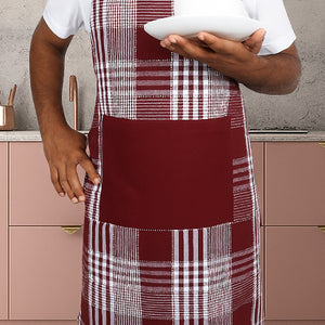 Cotton Track Dobby Maroon With Solid Pocket Free Size Apron