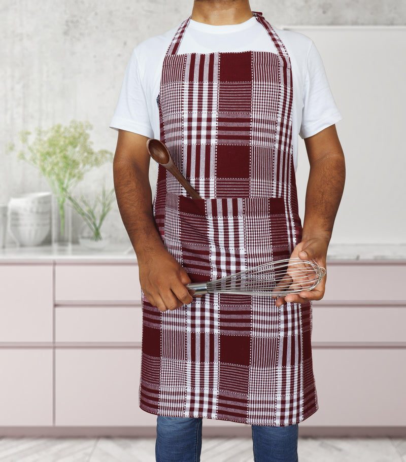 Cotton Track Dobby Maroon Free Size Apron