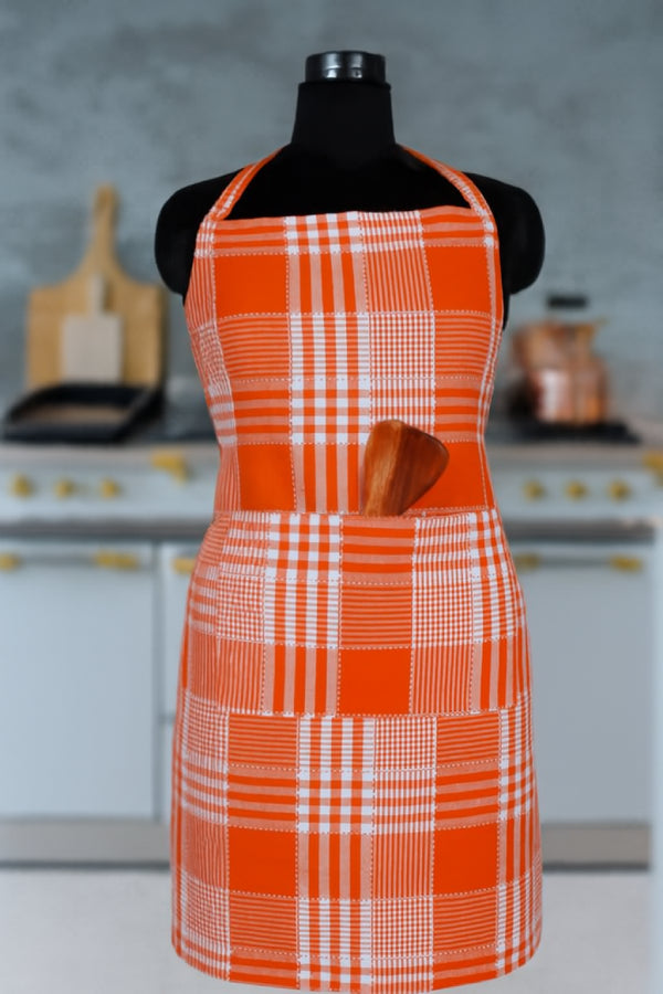 Cotton Track Dobby Orange Free Size Apron