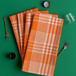 Cotton Track Dobby Orange Kitchen Towels Pack Of 4 freeshipping - Airwill