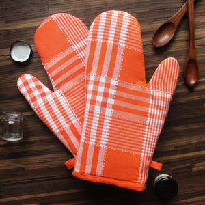 Cotton Track Dobby Orange Oven Gloves Pack Of 2
