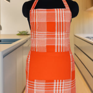 Cotton Track Dobby Orange With Solid Pocket Free Size Apron