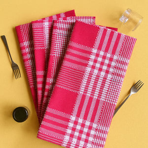 Cotton Track Dobby Pink Kitchen Towels Pack Of 4 freeshipping - Airwill