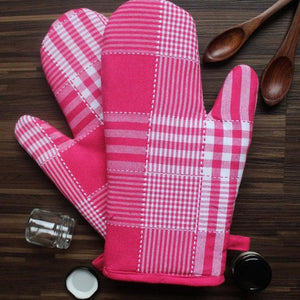 Cotton Track Dobby Rose Oven Gloves Pack Of 2