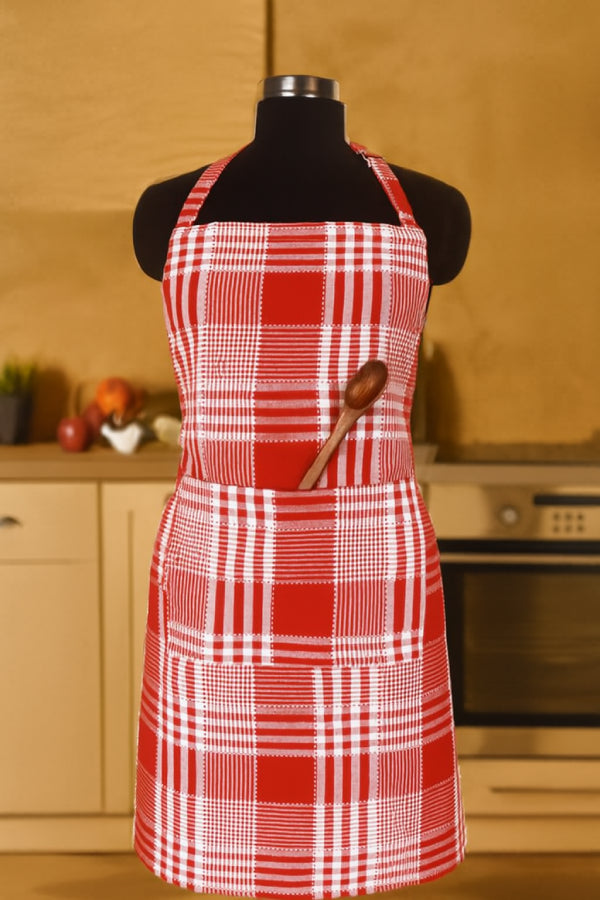 Cotton Track Dobby Red Free Size Apron