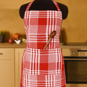 Cotton Track Dobby Red Free Size Apron