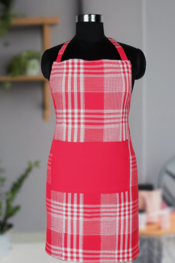 Cotton Track Dobby Rose with Solid Pocket Free Size Apron