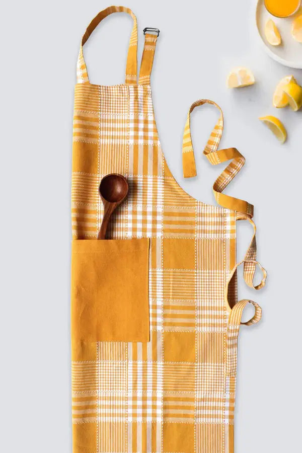 Cotton Track Dobby Yellow with Solid Pocket Free Size Apron