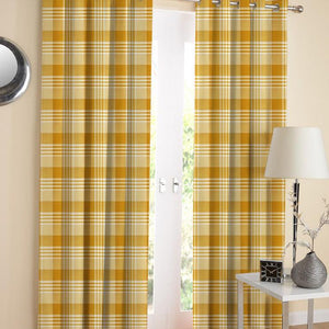 Cotton Track Dobby Yellow 7ft Door Curtains Pack Of 2