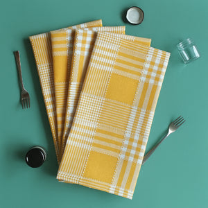 Cotton Track Dobby Yellow Kitchen Towels Pack Of 4 freeshipping - Airwill