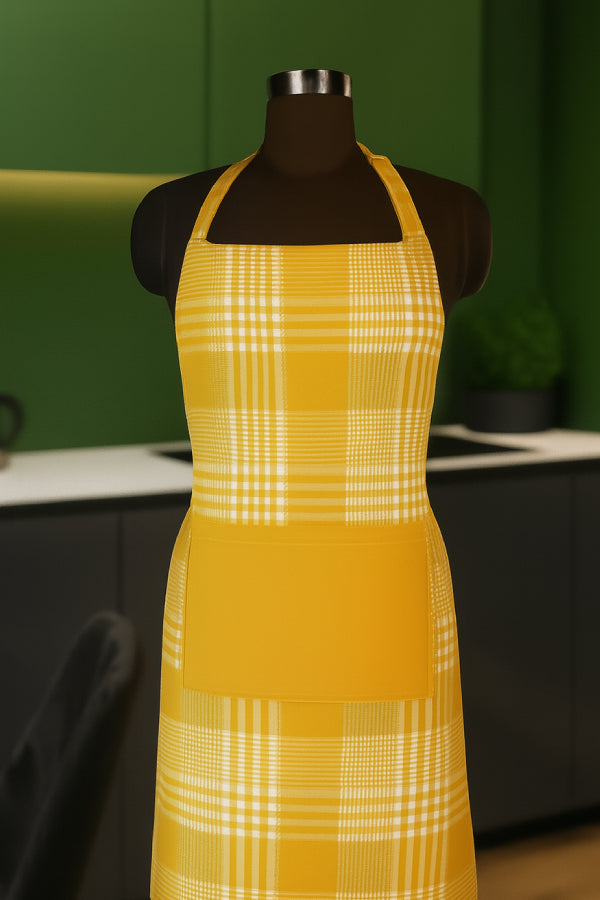 Cotton Track Dobby Yellow with Solid Pocket Free Size Apron