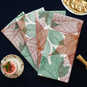 Cotton Vein Leaf Kitchen Towels Pack of 4