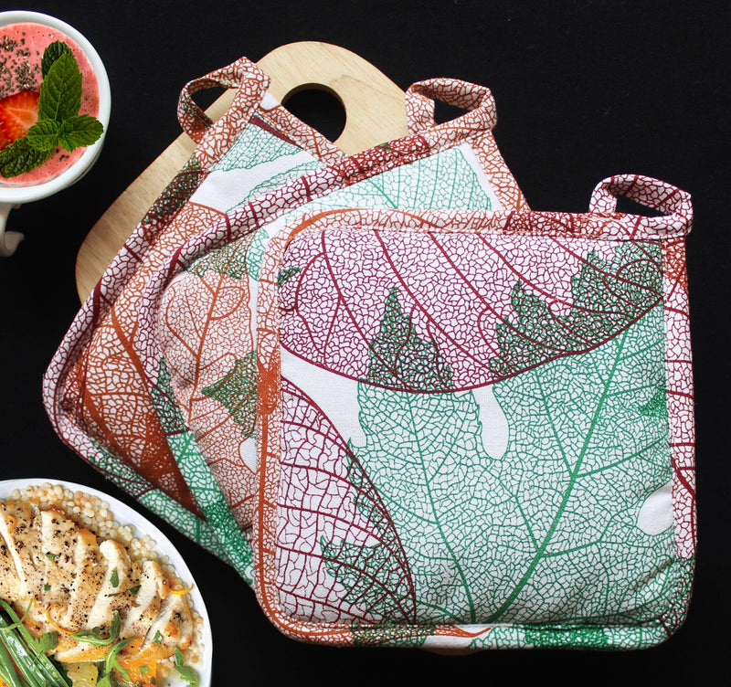 Cotton Vein Leaf Pot Holders Pack of 3