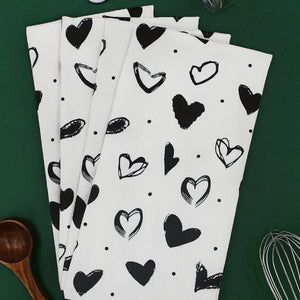 Cotton White Heart Kitchen Towels Pack Of 4 freeshipping - Airwill