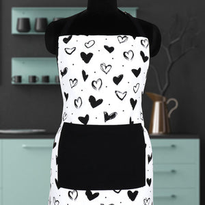 Cotton White Heart With Solid Pocket Free Size Apron