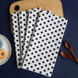 Cotton White Polka Dot Kitchen Towels Pack Of 4 freeshipping - Airwill